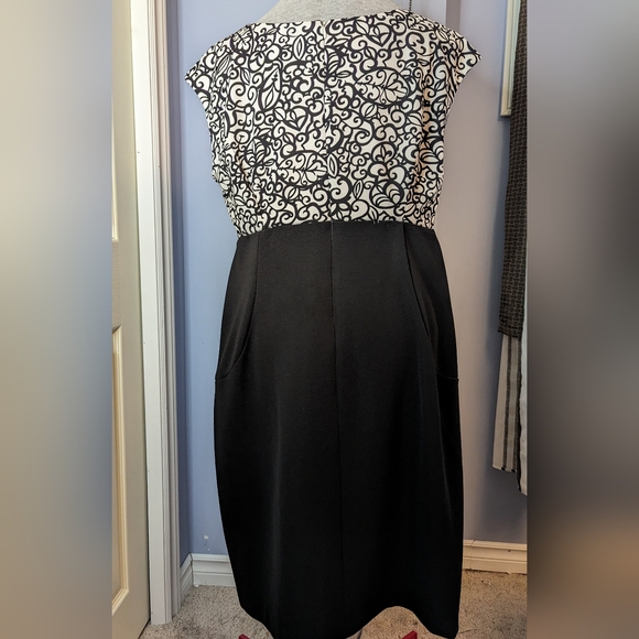 Addition Elle sz20W stretch white w/ black pencil skirt cap sleeve dress VGUC - Picture 3 of 7